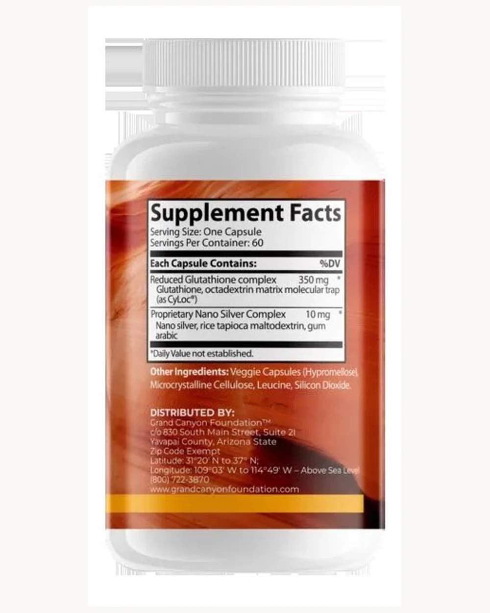 Close detail of the GlutaYouth supplement facts panel.
